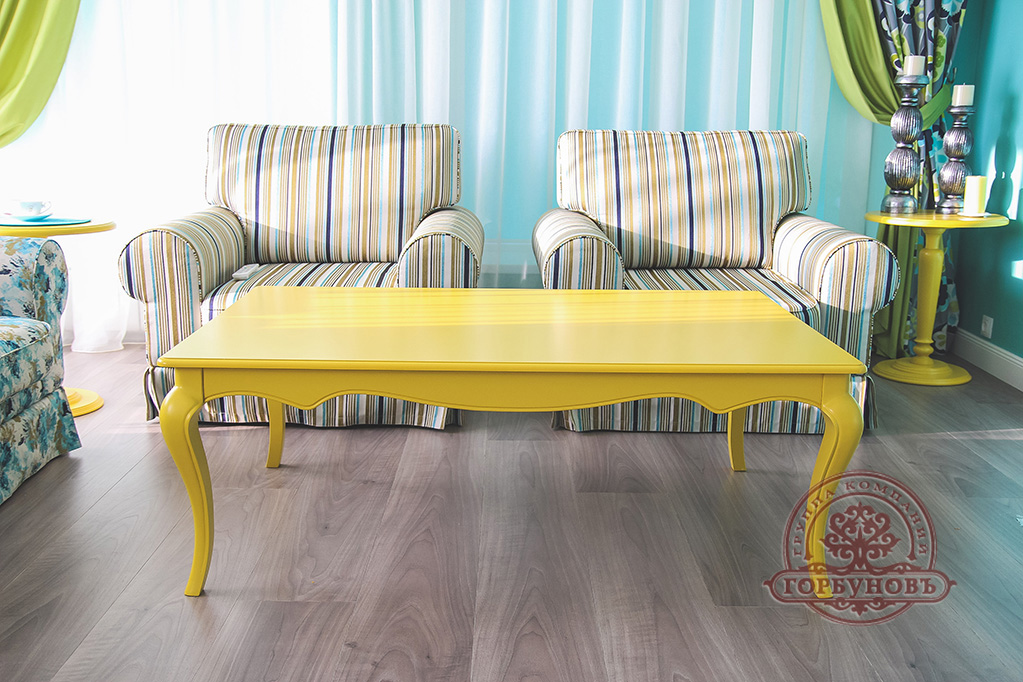 Столик журнальный желтый, бук(1200х800,h500) Столик журнальный желтый, бук(1200х800,h500)