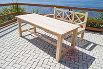 Стол листва, лавка со спинкой крестом